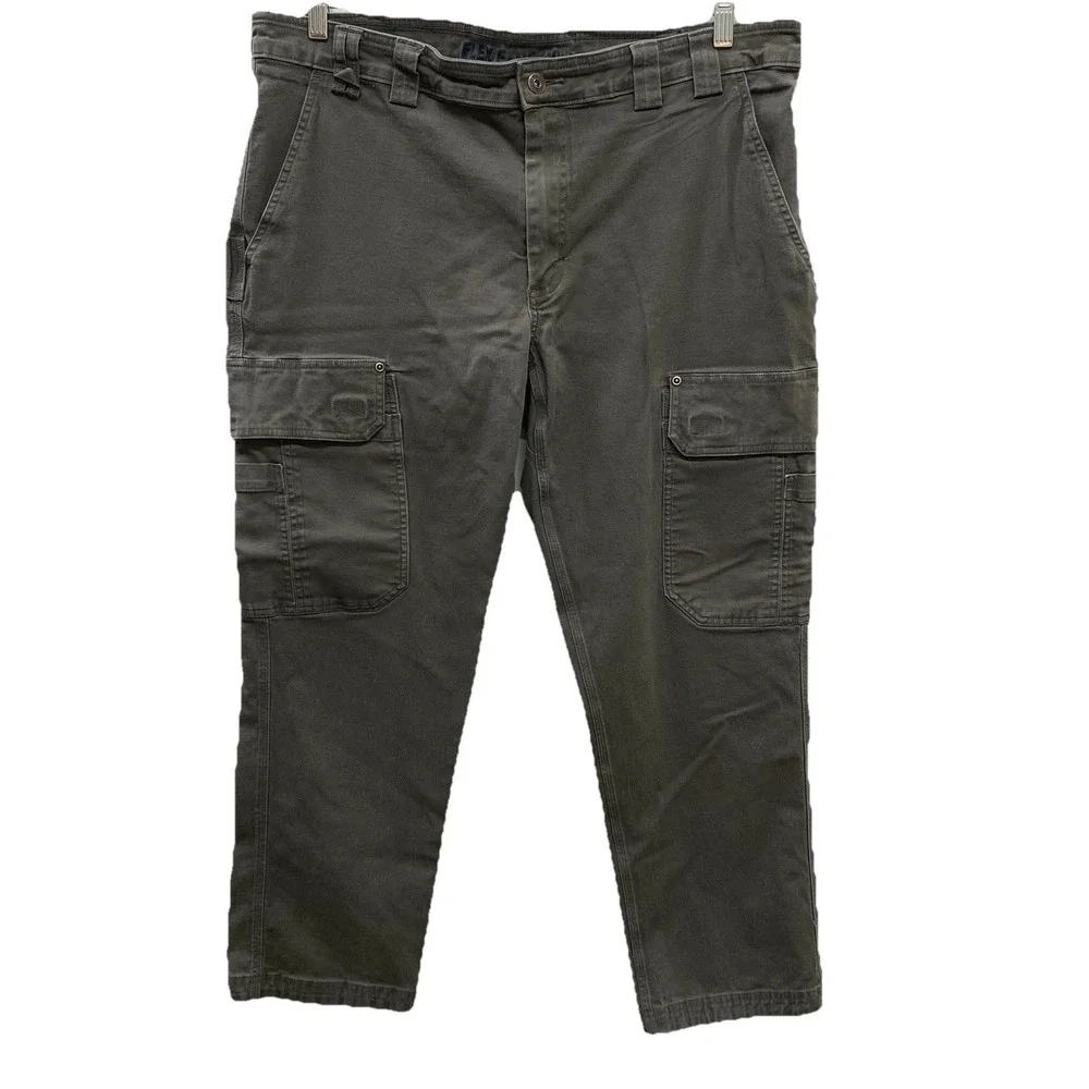 Duluth Trading Co. Flex Fire Hose Mens 40x29 Gray Slim Fit Cargo Carpenter Pants
